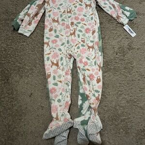 Carter's Pink and Green Deer Print Footie